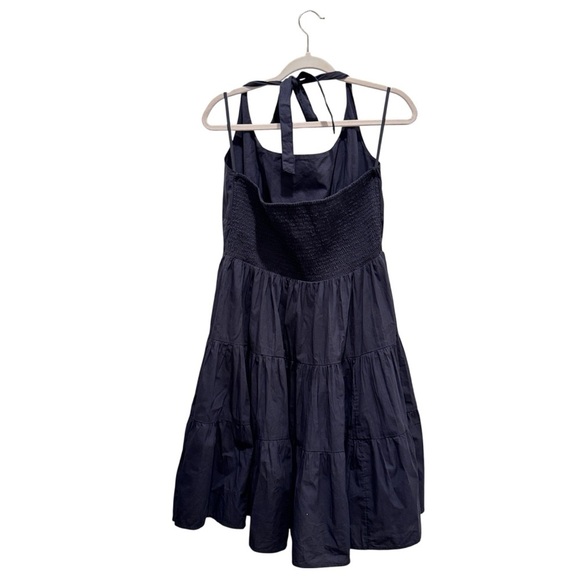 Anthropologie Celandine Cotton Poplin Bustier Halter Mini Dress Black Sz L - Picture 9 of 15